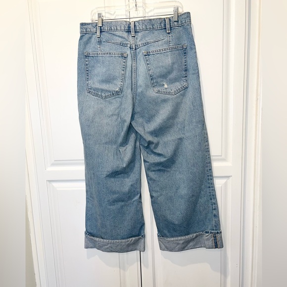Vintage Baggy Wide Leg Cropped Medium Wash Jeans Sz 10 - Picture 4 of 5